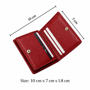 Portefeuille fin minimaliste en cuir de vachette véritable rouge, pliable, pour cartes et argent, pour un usage quotidien décontracté - imperméable, fait main, unisexe - Product Image 2