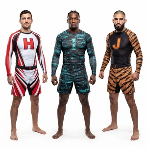 Tenue de combat MMA personnalisée, logo blanc, noir et or, ensemble de shorts ajustés pour hommes, arts martiaux mixtes, respirant, séchage rapide - Product Image 4