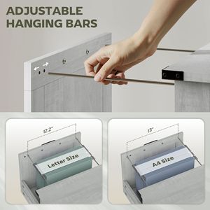 Armadietto verticale rustico in stile farmhouse con 2 cassetti, grigio chiaro anticato, per archiviazione documenti formato Letter e A4 - Product Image 6