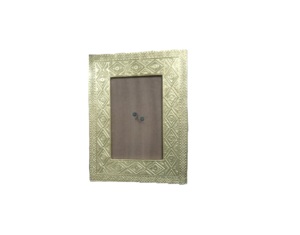 Rectangle Metal Photo <b>Frame</b> <b>Gold</b> Finish Vertical Design Embossed Texture - Product Image 3
