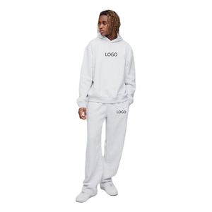 Custom Men’s White Tracksuit <b>Set</b> Hoodie <b>Jogger</b> Pants <b>Matching</b> Streetwear Casual Two Piece Sportswear - Product Image 4