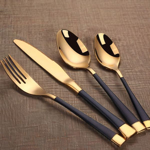 Juego de cubiertos de lujo de acero inoxidable con espejo plateado de último diseño para uso en hoteles y fiestas con mango recubierto Apto para lavavajillas - Product Image 3