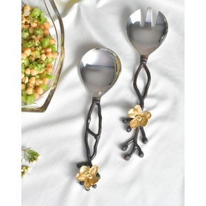 Luxury <b>Gold</b> Chain Handle Stainless Steel Salad Servers Set Of 2 Metal <b>Serving</b> <b>Spoon</b> And Fork Cutlery Set For Restaurant Dining - Product Image 3