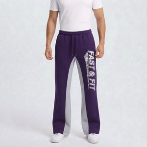 Custom Men Loose Pants Solid Color Joggers Sweat Pants Flared Sweatpants With Logo Digital Print men pants - Product Image 1