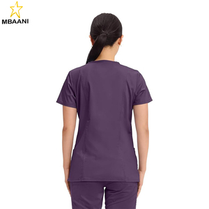 ชุดสครับสำหรับแพทย์หญิง คอวี ทรงคลาสสิกทันสมัย มีกระเป๋า 3 ช่อง ผ้าเนื้อนุ่มพิเศษ ยืดได้ 2 ทิศทาง - Product Image 4