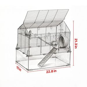 Gabbia Moderna in Metallo e Vetro per Piccoli Animali (Uso Interno/Esterno per Razze Medie e Piccole) - Product Image 2