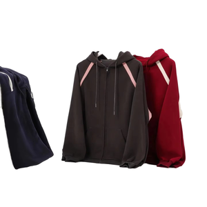 <b>Mens</b> Oversized Winter Embroidered Racing Stripe Zip up Hoodie Y2K Streetwear Heavyweight Cotton Fleece OEM Manufacturer - Product Image 3