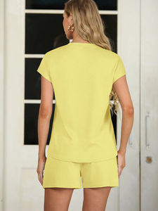 Ensemble short et t-shirt en coton pour femme, léger, doux, séchage rapide, tissu extensible, décontracté, pour voyage, vacances, sport - Product Image 3
