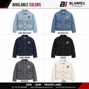 OEM Custom Unisex Light Wash Oversized <b>Denim</b> Chore <b>Jacket</b> Windproof Cotton Lining 3D Embroidered Logo Large Flap Pockets Private - Product Image 3
