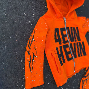 Conjunto de Sudadera con Capucha y Pantalones para Bebé Niño/Niña, Trajes Deportivos con Apliques de Pedrería y Bordado Desgastado, Conjuntos Deportivos para Niños - Product Image 3