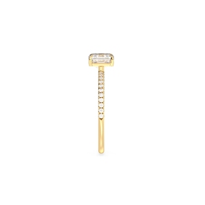 Bague de fiançailles REYES, best-seller, diamant de laboratoire HPHT CVD taille Asscher 1,23 carat, en or massif 14 carats plaqué rhodium, bijoux fins - Product Image 4