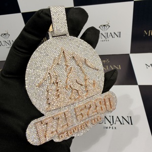 Colgante Personalizado Chapado en Oro Rosa con Corte Brillante, Diamantes Moissanita VVS Iced Out, Colgantes y Dijes Finos para Hombres y Mujeres - Product Image 5