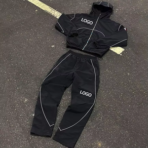 Chaqueta Cortavientos y Pantalones de Nailon con Logotipo Reflectante Personalizado de Fábrica OEM, Conjuntos Deportivos Cortavientos para Hombre - Product Image 4