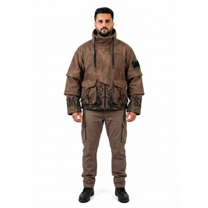 HUNT GEAR OEM Custom Men's 450GSM Heavyweight <b>Techwear</b> Softshell Bomber Hunting <b>Jacket</b> Hooded Waterproof Windproof Coated - Product Image 1