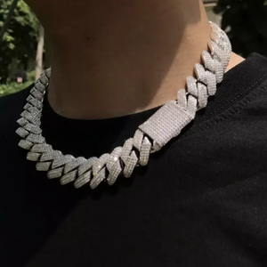 Luxury Look <b>Iced</b> <b>Out</b> Moissanite Cuban <b>Chain</b> Necklace with 925 Sterling Silver D Color VVS for Men Women Hip Hop Jewelry Gift Use - Product Image 1