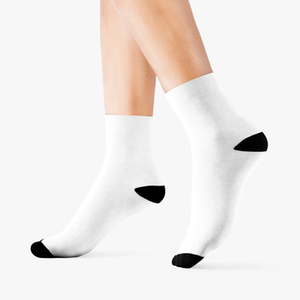 Chaussettes ras du cou pour femmes en coton uni respirant, violet, vert, jaune, tricotées, pour le yoga, compression de classe 1, imprimé numérique, usage quotidien, printemps - Product Image 5