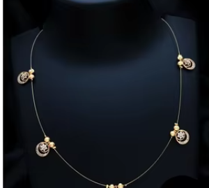 Collier tendance en laiton mat invisible avec chaîne de perles pour femme, idéal pour les fêtes, les mariages et le quotidien - Product Image 2