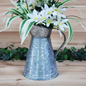 Vase à fleurs créatif en métal galvanisé, pichet décoratif style ferme avec poignée, bidon à lait en métal pour la maison, les mariages et le jardin - Product Image 1