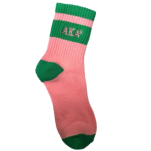 AKA Green Pink Quarter Crew <b>Socks</b> Comfortable Cotton Athletic Casual Embroidered <b>Socks</b> for <b>Women</b> Green Pink <b>White</b> - Product Image 4