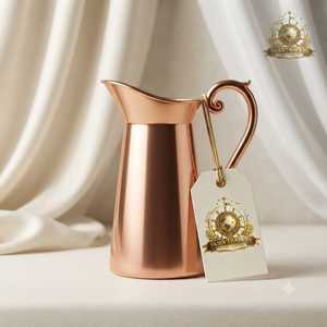 Vintage Engraved Pure Copper Water <b>Jug</b> With Stand And Handle Handcrafted Ayurvedic Pitcher Ornate Metal Drinkware - Product Image 6