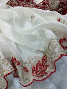 ベストセラー インド ボリウッド ホワイト ファンシー デザイナー エスニック オルガンザ生地 サリー 最新トレンド 輸出 最新限定 パーティーウェア レディース - Product Image 4