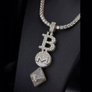 Hip Hop Luxury Custom Moissanite Letter <b>Pendant</b> 925 <b>Silver</b> Rapper Bust Down Fully Iced Out Personalized <b>Initial</b> Letter <b>Pendant</b> - Product Image 3