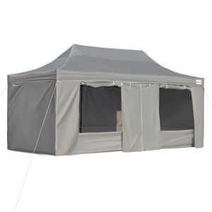 Tendone Istantaneo Pop-up 3x6m con Pareti Laterali e Porte, Borsa con Ruote per il Trasporto, Altezza Regolabile per Feste - Product Image 1