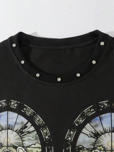 Custom Logo Gothic Angel Graphic Oversized T Shirt <b>Studded</b> Streetwear 100% Cotton OEM Wholesale Manufacturer <b>Men's</b> shirts - Product Image 3