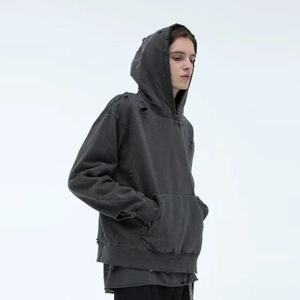 Sudadera con capucha extragrande de algodón grueso French Terry para hombre 2026, estilo vintage lavado, teñido 3D, efecto ácido, teñido liso, venta al por mayor - Product Image 4
