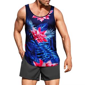 Camiseta sin mangas con estampado floral para hombre, cuello redondo, secado rápido, ropa informal, estilo veraniego - Product Image 1