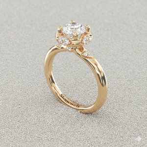 Anillo de Compromiso Estilo Vintage con Halo Pavé Perfectamente Colocado - Product Image 3