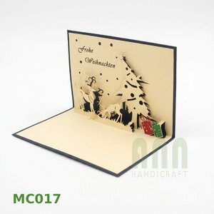 Cartes de vœux 3D personnalisées ANN HANDICRAFT en papier, design pop-up, découpe laser numérique, gaufrées, faites à la main, finition mate pour Noël - Product Image 2