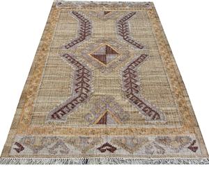 Tapis Kilim en Jute Fait Main de Qualité Supérieure, Motif Géométrique, Tissage Plat de Luxe, Couleur Personnalisable, 2000 GSM, Réversible, Naturel, pour la Maison - Product Image 1