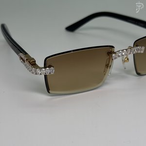 Gafas de sol Hip Hop con diamantes de moissanita de corte ovalado VVS, montura de lujo con incrustaciones de diamantes, gafas unisex. - Product Image 3