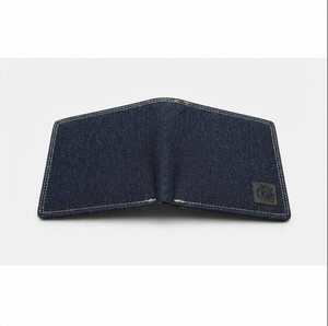 Paksphere International Denim Panelled <b>Zipper</b> <b>Wallet</b> Unisex Short Solid Color Minimalist Style Daily Use Home Use - Product Image 4