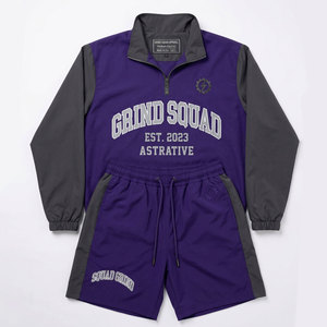 High Quality Casual Knee Length Sweatpants & Hoodie Set Custom Logo Sport Suit 100% Nylon <b>Patch</b> Embroidery for <b>Men</b> - Product Image 1