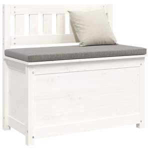 Banc moyen en bois de pin massif blanc, style rustique rectangulaire, pour rangement et organisation à domicile - Product Image 4