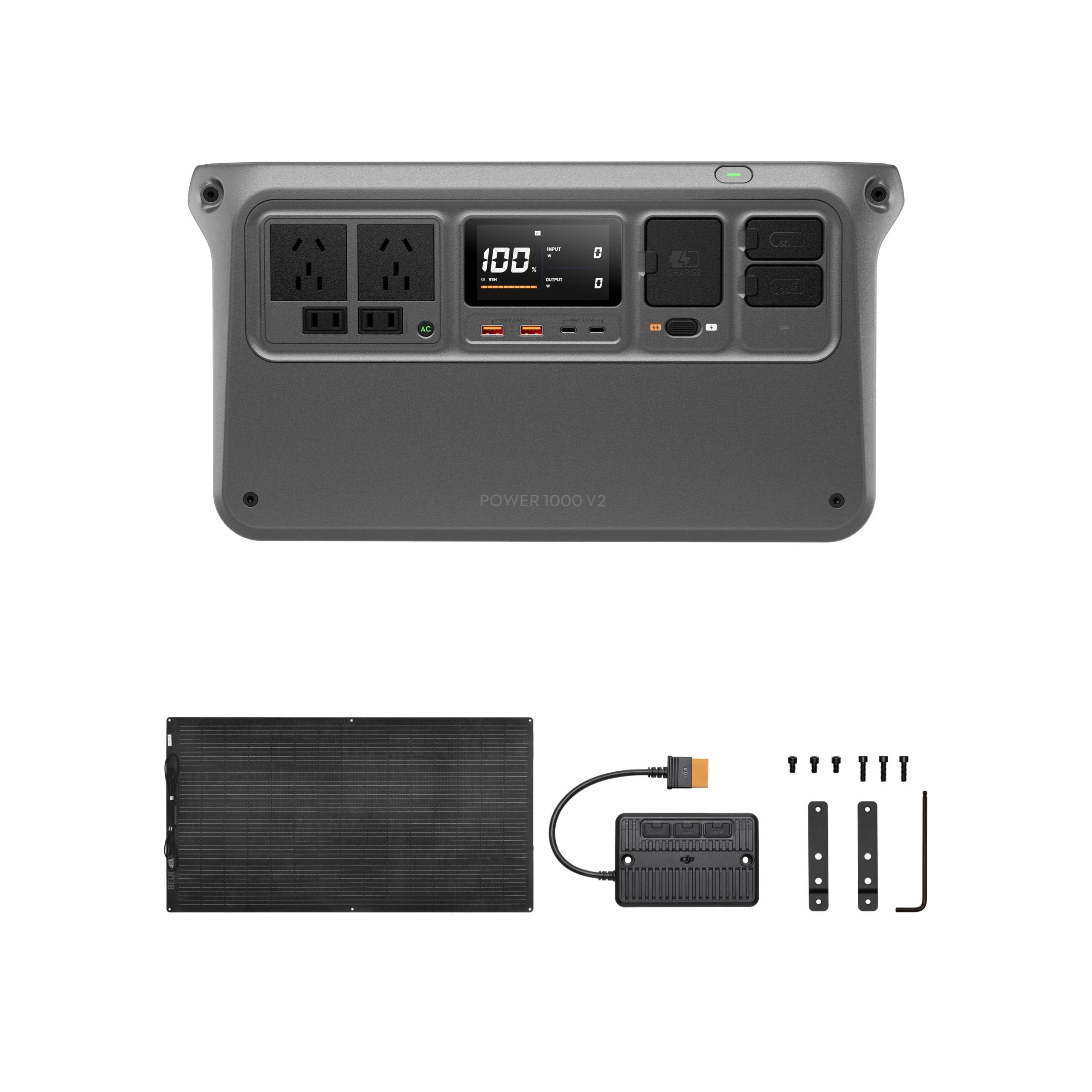 DJ Power 1000 V2 avec panneau solaire flexible 200W - Combo de charge
