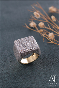 Bague Moissanite Carrée en Grappe Or Rose Rhodié Argent 925 Style Hip Hop Réglable pour Fiançailles Mariage Cadeau Bijoux Sertissage Pavé - Product Image 2