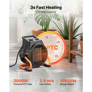 Calentador Eléctrico PTC de 1500W con Ventilador, Modos de Calor Bajo y Alto, 15 Ángulos Ajustables, Protección Contra Sobrecalentamiento - Product Image 2