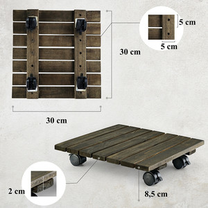 Porte-pot de patio en bois d'acacia de haute qualité forme carrée caddie de plante verrouillable utilisation à 360 degrés conditions de sol de conception vintage - Product Image 1