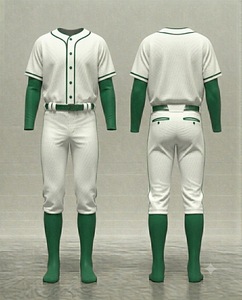 Custom <b>Baseball</b> Uniform Set White Green <b>Baseball</b> Jersey Pants Men's Breathable Polyester Team Apparel All Seasons Regular Fit - Product Image 1