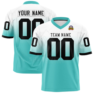 Maillot de football américain personnalisé, col en V, manches courtes, impression sublimée, maille respirante, 100% polyester, nom de l'équipe sur le devant, logo - Product Image 6