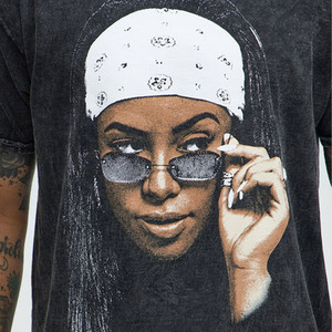 T-shirt unisexe surdimensionné vintage avec logo personnalisé, imprimé DTG, noir délavé, 100% coton, streetwear, fournisseur OEM ODM USA - Product Image 2