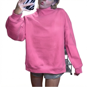 เสื้อสเวตเตอร์คอเต่าขนาดใหญ่สำหรับผู้หญิง สีแดงล้วน แขนยาว ผ้าฝ้ายถัก สวมใส่สบายๆ ในฤดูใบไม้ร่วง - Product Image 3