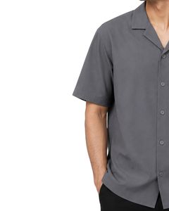 Chemise décontractée surdimensionnée pour homme, gris anthracite, personnalisée, à manches courtes, col cubain, coupe ample, tendance estivale - Product Image 3