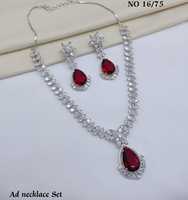 Set Perhiasan Imitasi Kuningan Berlapis Rhodium dengan Mutiara dan Berlian Imitasi, Anting dan Kalung Bentuk Tetesan Air Merah, untuk Pengantin Wanita