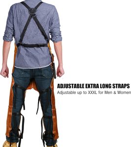 High Quality Cowhide Split Leather BBQ <b>Apron</b> Custom Size Waterproof Custom Use Welder <b>Apron</b> Heat Resistant Welding <b>Work</b> <b>Apron</b> - Product Image 4