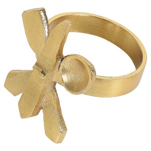 ที่ใส่ผ้าเช็ดปากรูปแมลงปอสีทองโบราณสำหรับตกแต่ง งานเลี้ยงฤดูร้อน อุปกรณ์เสริมที่ได้รับแรงบันดาลใจจากธรรมชาติอย่างประณีต แหวนผ้าเช็ดปากสีทอง - Product Image 1