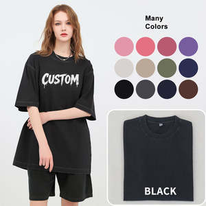 Vintage Faded Acid Wash 100% Cotton Oversized Women's T-<b>Shirt</b> Embroidery Eco-Friendly Heavyweight Digital Casual Plus Size - Product Image 2